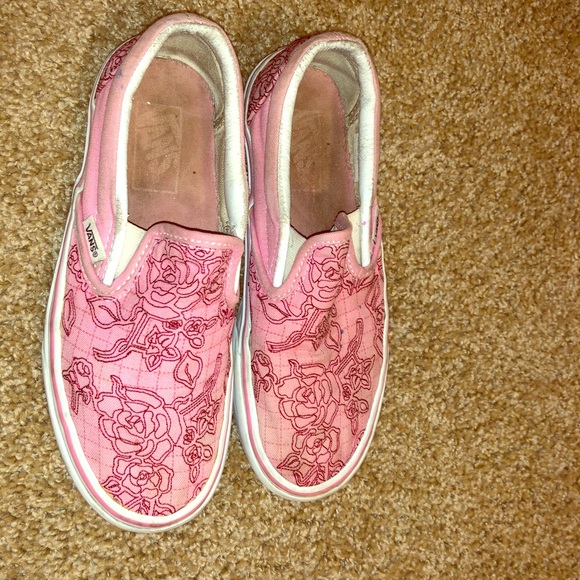 vans with pink roses